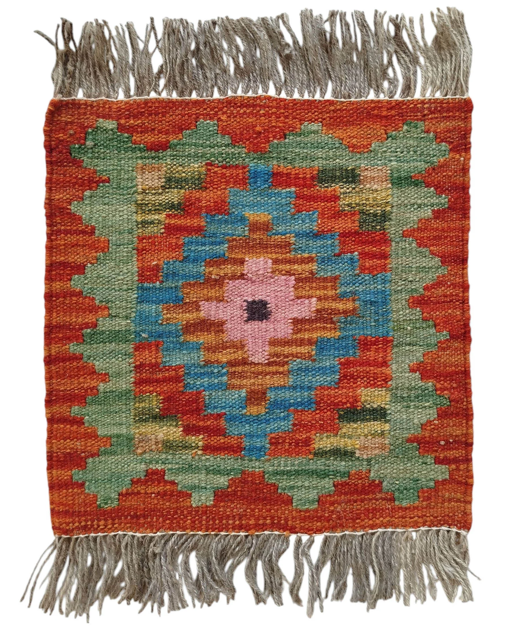 SR115 1x1Ft 18$ Small Rug | Multicolor Afghan Wool Rug – 1×1 Ft - Image 1